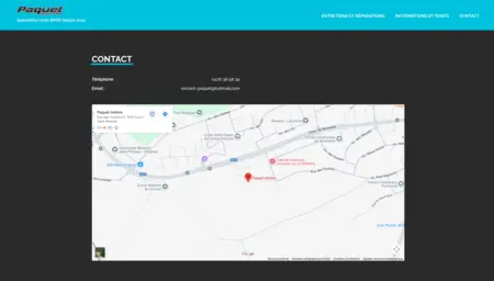 Informations de contact et carte de localisation